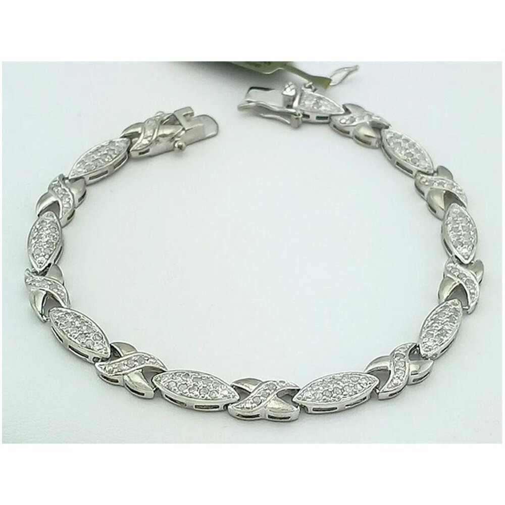Created White Sapphire Bracelet .925 Silver